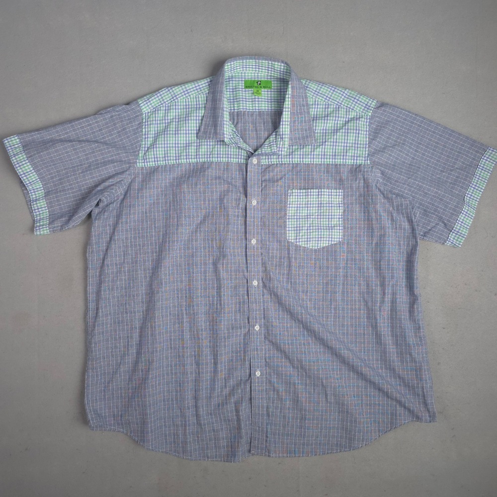 Bristol & Bull Mens 3X‎ Plaid Short Sleeve Button Up Shirt Casual Top